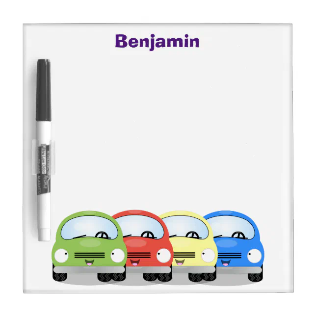 Cute kawaii cars cartoon illustration dry erase board Zazzle