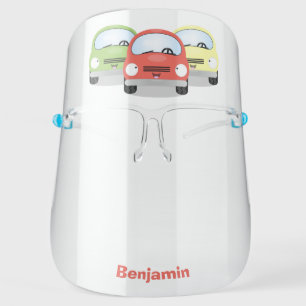 Cute kawaii cars cartoon illustration face shield