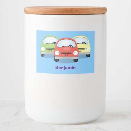 Cute kawaii cars cartoon illustration food label