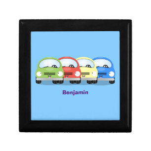 Cute kawaii cars cartoon illustration gift box