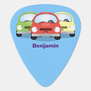 Cute kawaii cars cartoon illustration guitar pick