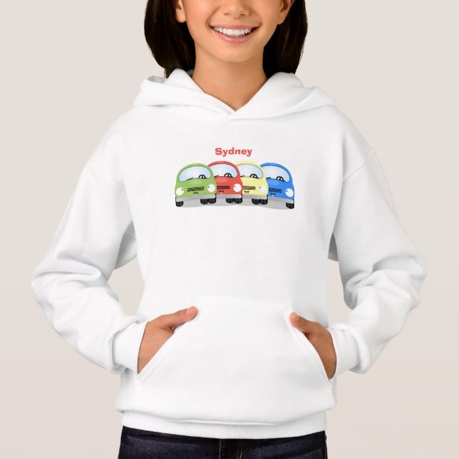Cute kawaii cars cartoon illustration hoodie (Front)