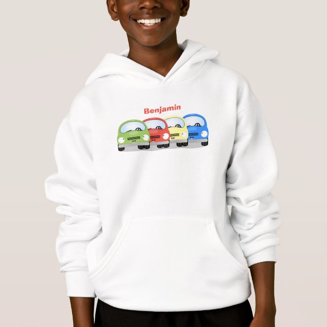 Cute kawaii cars cartoon illustration hoodie (Front)