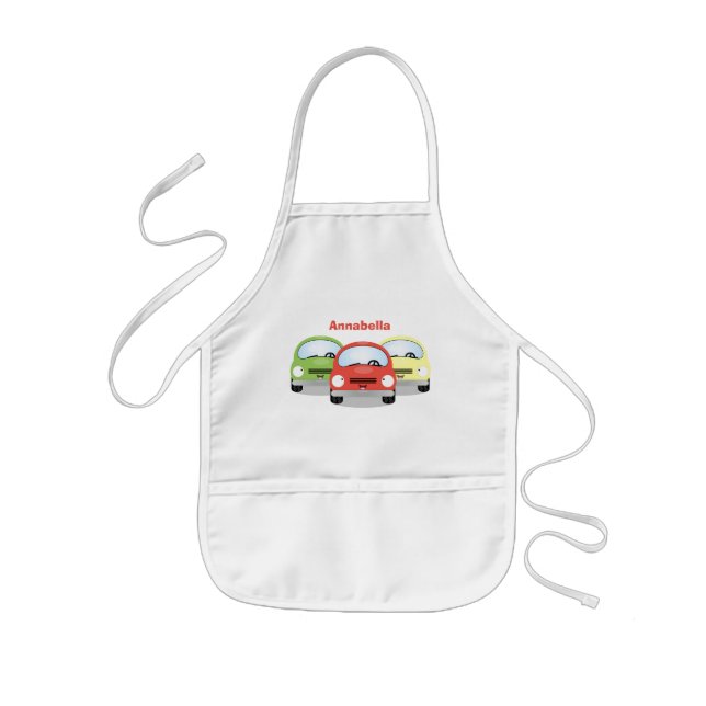 Cute kawaii cars cartoon illustration kids' apron (Front)