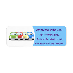 Cute kawaii cars cartoon illustration label