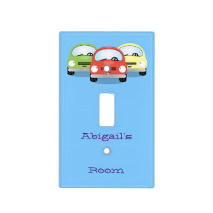 Cute kawaii cars cartoon illustration light switch cover
