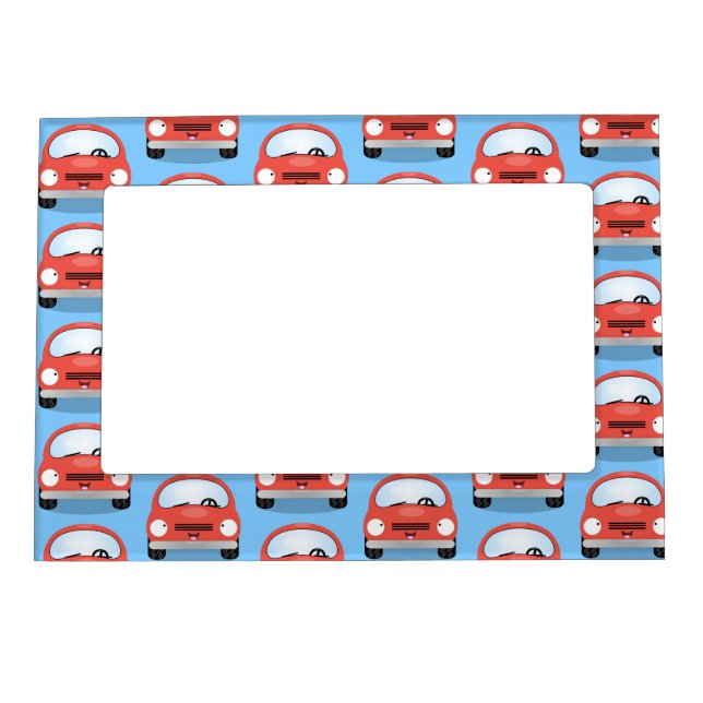 Cute kawaii cars cartoon illustration magnetic frame (Front)