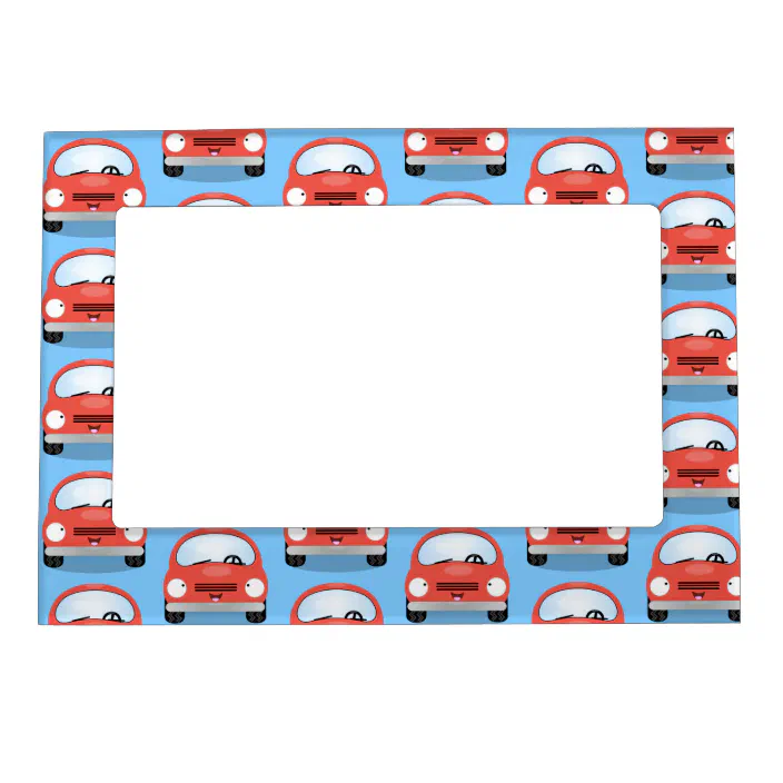 Cute Kawaii Cars Cartoon Illustration Magnetic Frame Zazzle Com