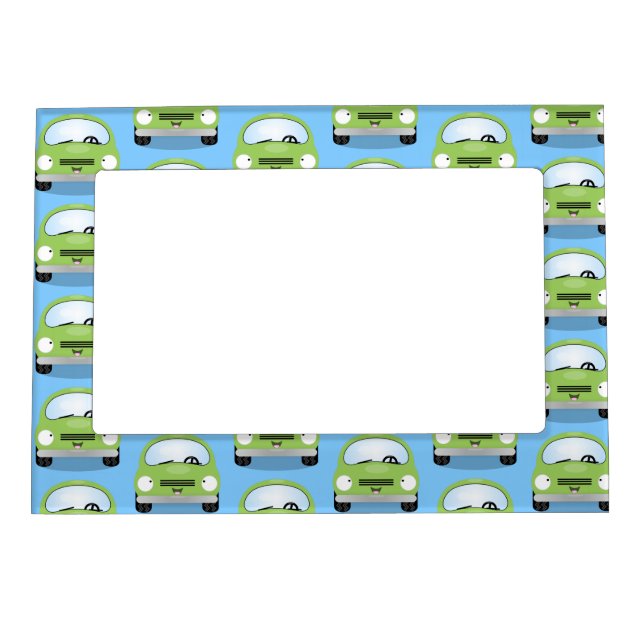 Cute kawaii cars cartoon illustration magnetic frame (Front)
