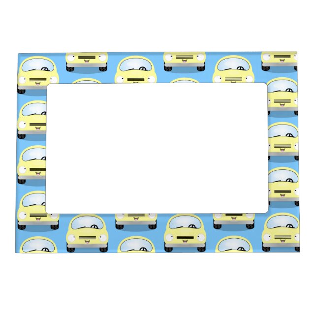Cute kawaii cars cartoon illustration magnetic frame (Front)