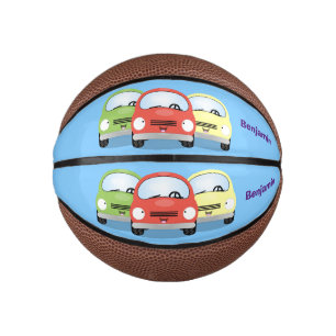 Cute kawaii cars cartoon illustration mini basketball