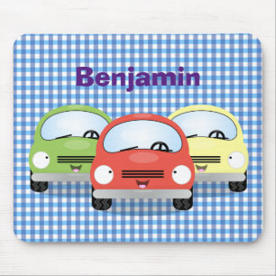 Cute kawaii cars cartoon illustration mouse pad