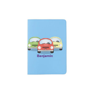 Cute kawaii cars cartoon illustration passport holder