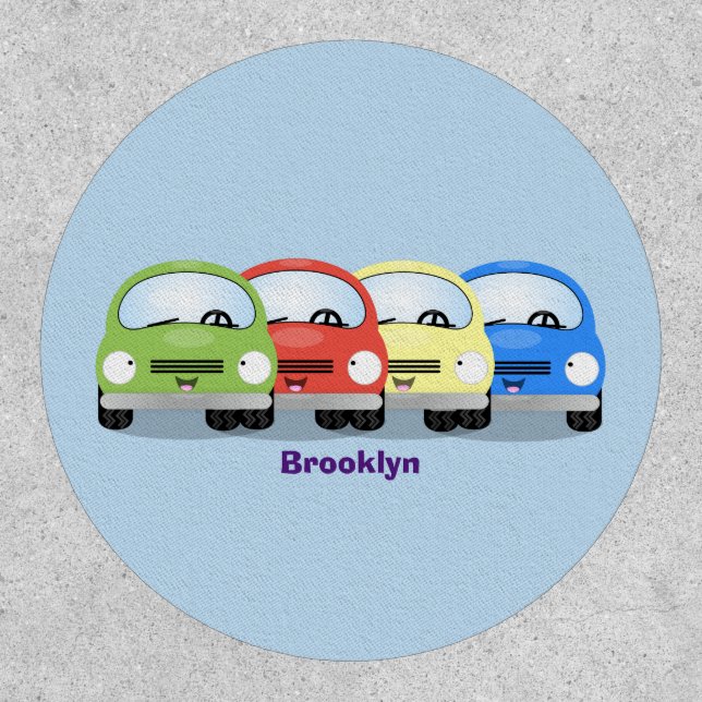 Cute kawaii cars cartoon illustration patch (Front)