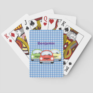 Cute kawaii cars cartoon illustration poker cards