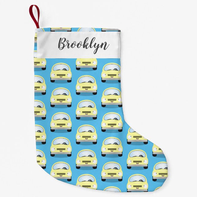 Cute kawaii cars cartoon illustration small christmas stocking (Front)
