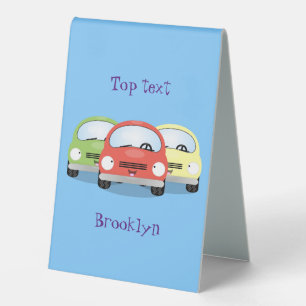 Cute kawaii cars cartoon illustration table tent