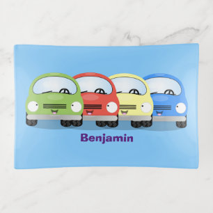 Cute kawaii cars cartoon illustration trinket tray