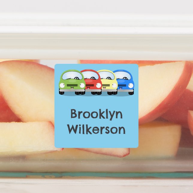 Cute kawaii cars cartoon personalized labels (Affixed)