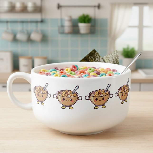 Cute Kawaii Cartoon Cereal  Soup Mug (Creator Uploaded)