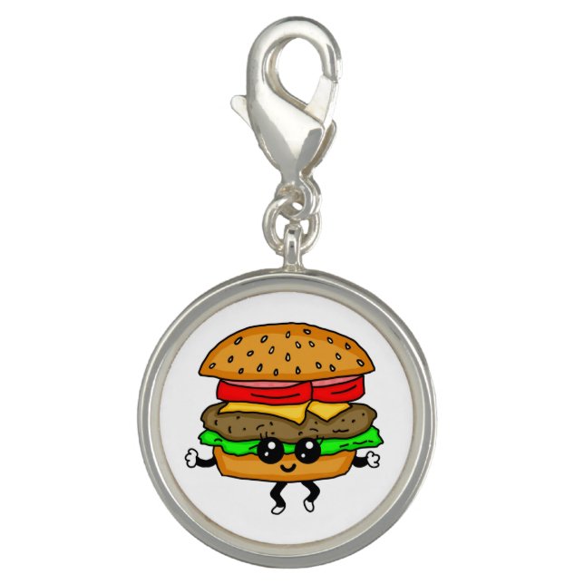 Cute Kawaii Cartoon Cheeseburger Charm (Front)