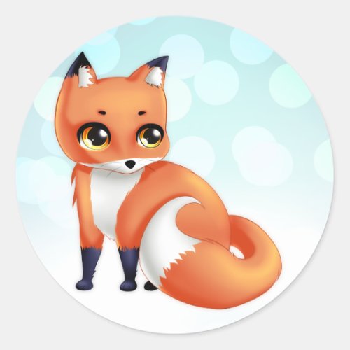 Cute Kawaii cartoon fox Classic Round Sticker