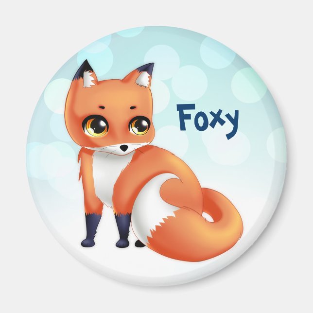Cute Kawaii cartoon fox Magnet (Front)