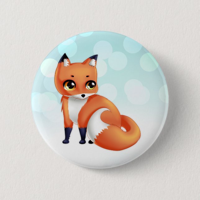 Cute Kawaii cartoon fox Pinback Button (Front)