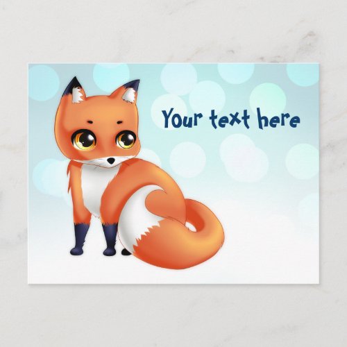 Cute Kawaii cartoon fox Postcard