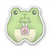 Cute Cartoon Kawaii Frog drinking Boba Tea