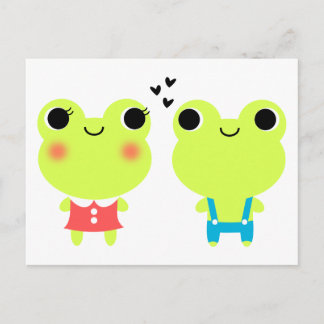 Cute Kawaii Cartoon Frog Valentines Postcard