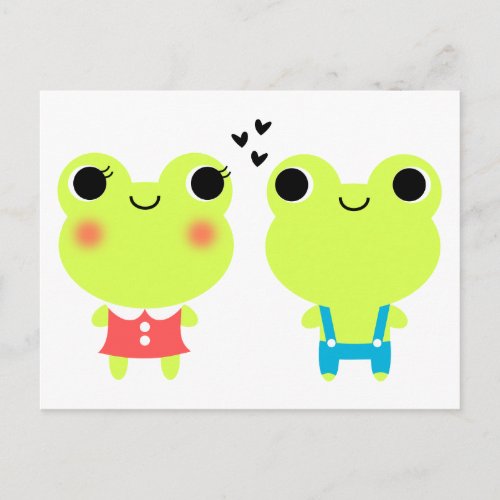 Cute Kawaii Cartoon Frog  Valentines Postcard