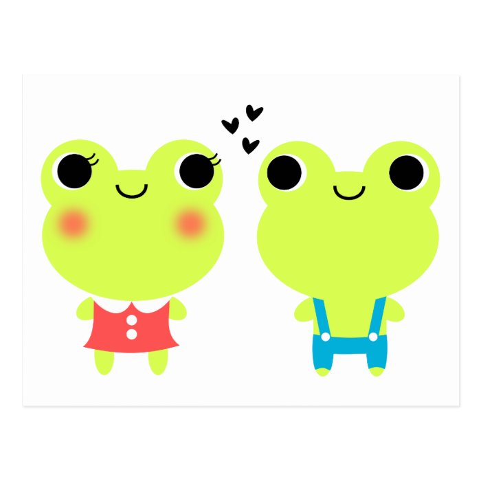 Cute Kawaii Cartoon Frog  Valentines Postcard