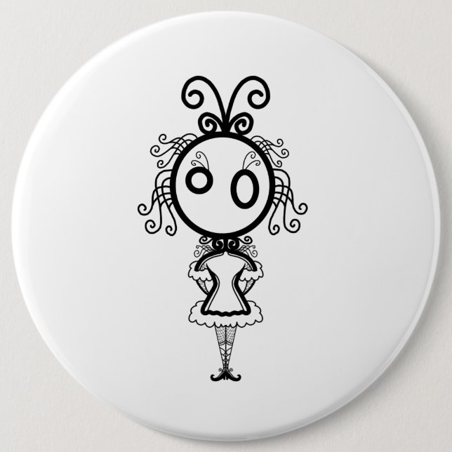 Cute Kawaii Cartoon Girl Button (Front)