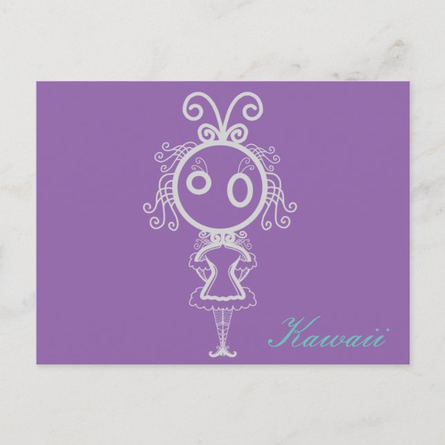 Cute Kawaii Cartoon Girl Postcard (Front)