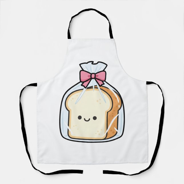 Cute Kawaii Cartoon Illustration of Sliced Bread  Apron (Front)