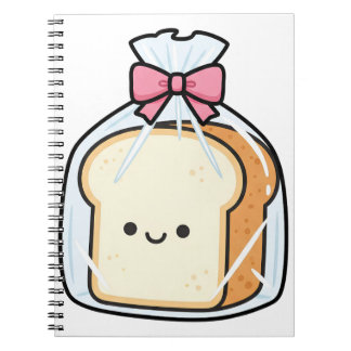 Cute Kawaii Cartoon Illustration of Sliced Bread  Notebook