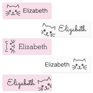Cute Kawaii Cartoon Kitty Cat Personalized Kids Labels