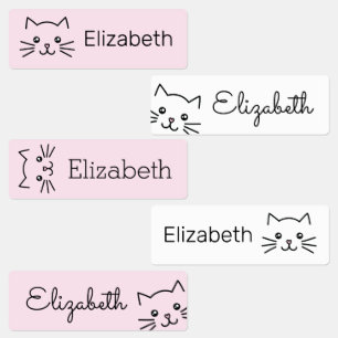 Cute Kawaii Cartoon Kitty Cat Personalized Kids Labels