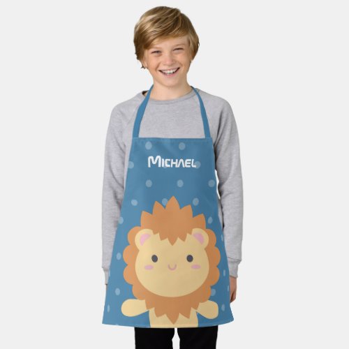 Cute Kawaii Cartoon Lion King of The Jungle Boy Apron