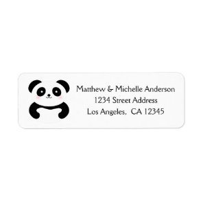 Cute Kawaii Cartoon Panda Bear Black and White Label