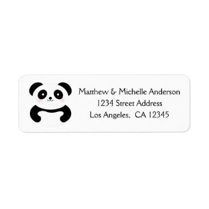 Cute Kawaii Cartoon Panda Bear Black and White Label