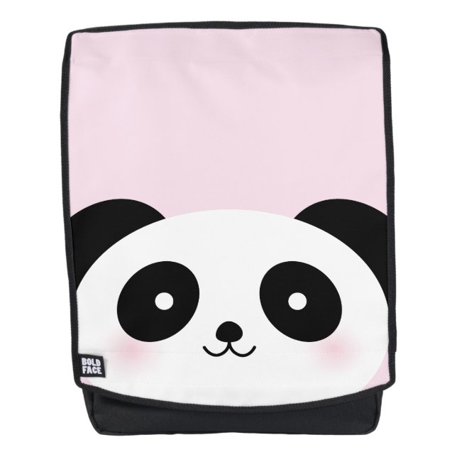 Cute Kawaii Cartoon Panda Bear Face Pink Backpack (Front)