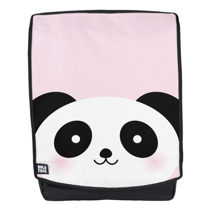 Cute Kawaii Cartoon Panda Bear Face Pink Backpack | Zazzle