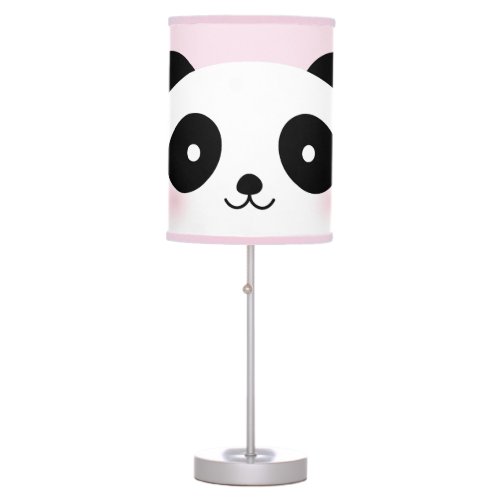Cute Kawaii Cartoon Panda Bear Face Pink Table Lamp