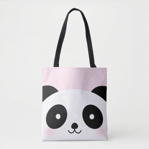 Cute Kawaii Cartoon Panda Bear Face Pink Tote Bag