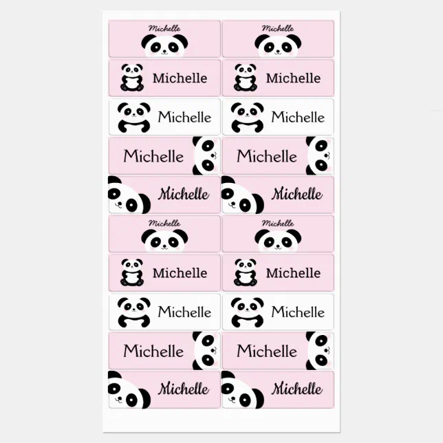 Cute Kawaii Cartoon Panda Bear Kids Personalized Labels | Zazzle