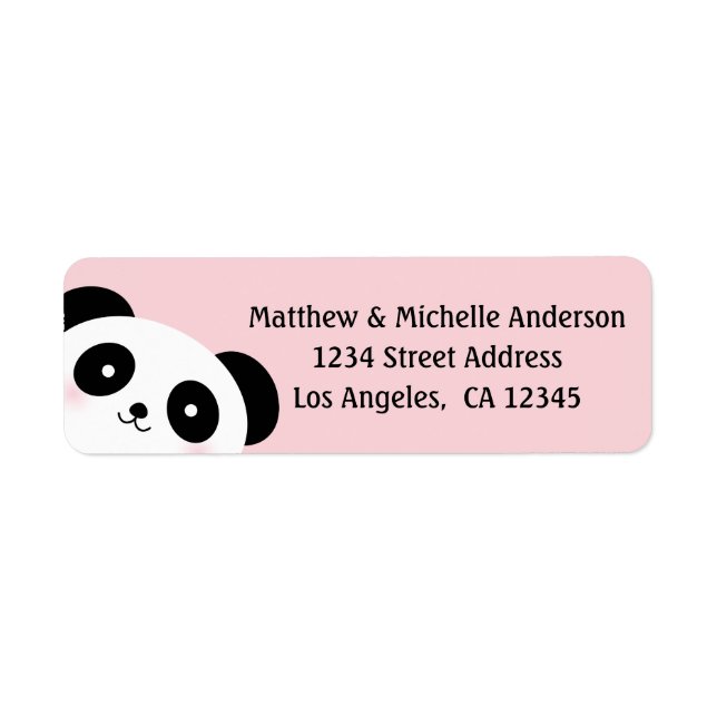 Cute Kawaii Cartoon Panda Bear Pink Address Label (Front)