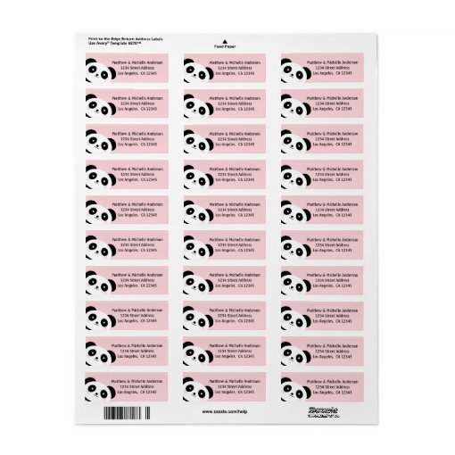 Cute Kawaii Cartoon Panda Bear Pink Address Label | Zazzle