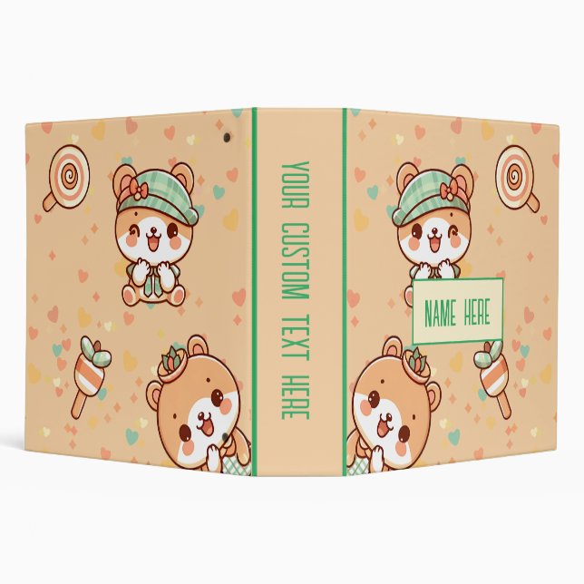 cute kawaii cartoons 3 ring binder (Background)